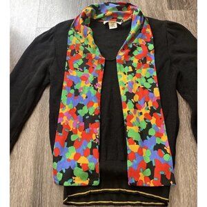 Vintage Vivanti Womens Sz 10 80s Retro Knit Sweater Scarf Colorful Made in USA